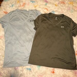Under Armour Short Sleeve Tees - Light Blue and Olive